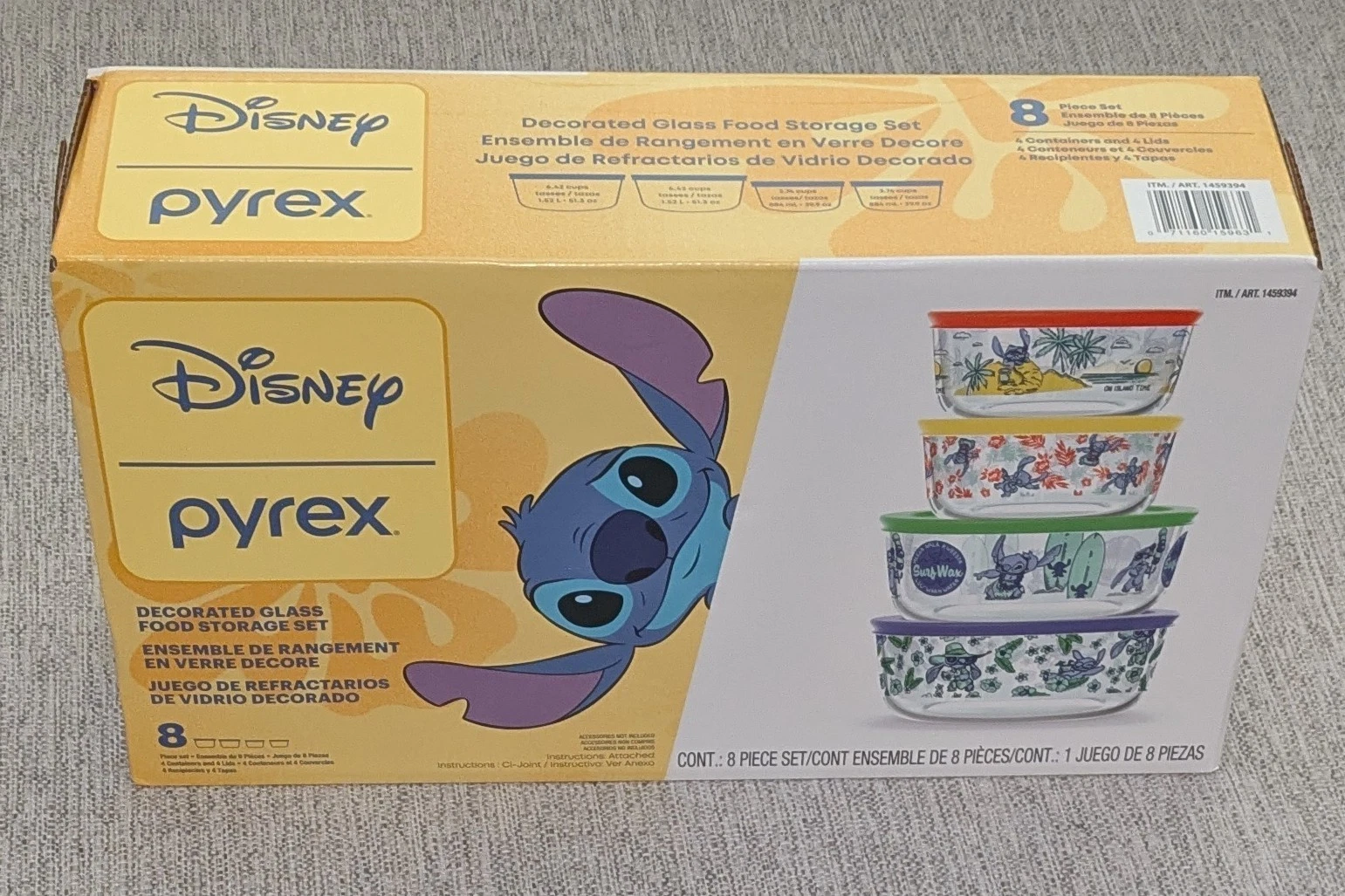 Pyrex Disney Lilo & Stitch Decorated Glass Food Storage 8pc Set
