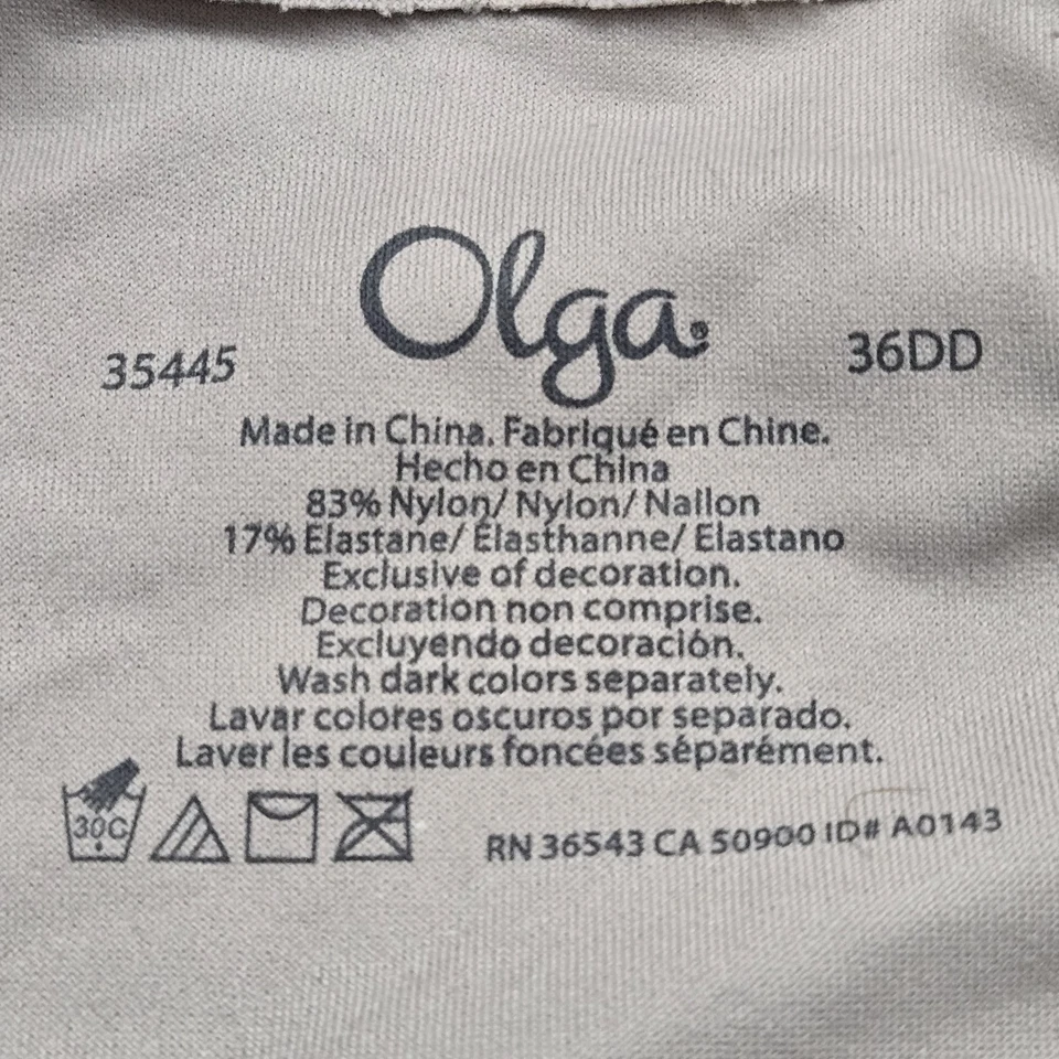 Olga Women Bra 36DD Beige T Shirt Underwired Lace Strap Adjustable - Image 3 of 4