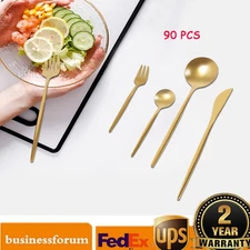 90 Set Tableware Stainless Steel kitchen Utensils Spoon Fork Knives For Party