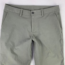 lululemon ABC Slim-Fit Pants Mens 34x32 Khaki Olive 5-Pocket Warpstreme Chinos