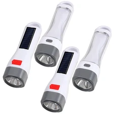 4 Pack Solar LED Flashlight for Power Outages, Rechargeable Camping Flashligh...