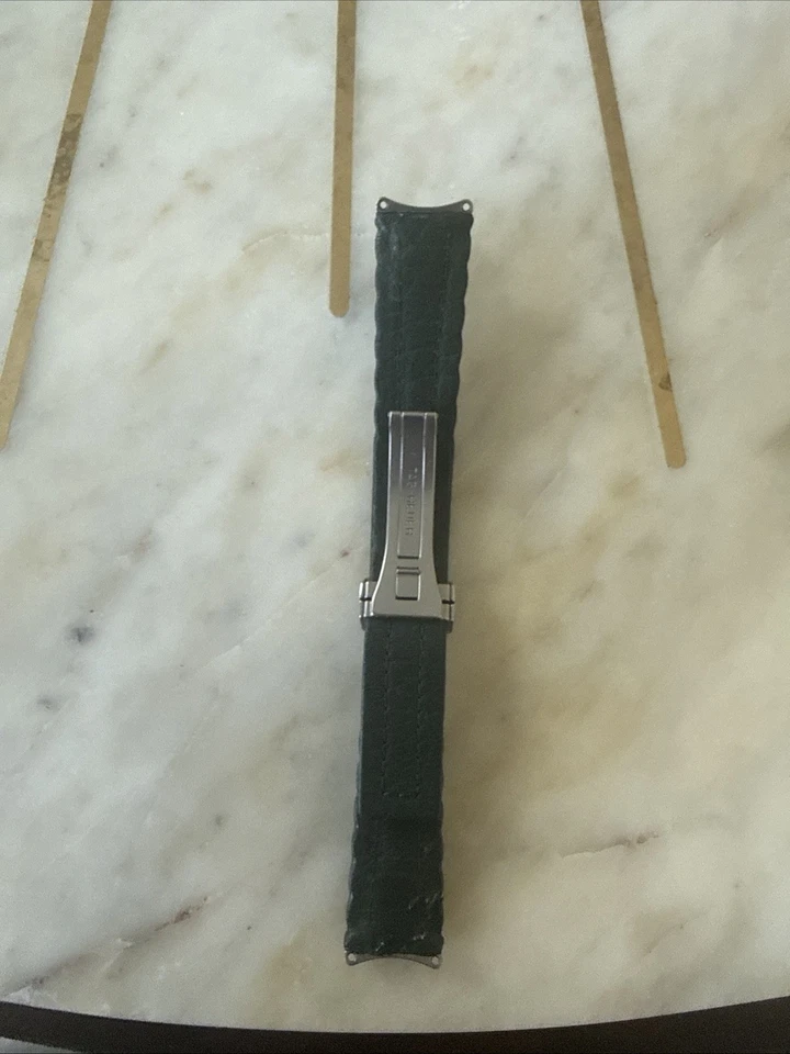Vintage Green Leather Tag-hewer 6000 Watch Band With Stainless Steel Clamp. - Image 2 of 4