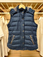 FAT FACE GILET BODYWARMER JACKET UK 12 NAVY DOWN PADDED DETACHABLE HOOD WOMENS