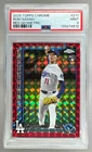 Roki Sasaki 2025 Topps Chrome #217 Red Geometric Refractor RC Rookie 1/5 PSA 9
