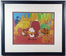 ⭕ Alan Young signed Scrooge McDuck Disney Sericel cel New frame