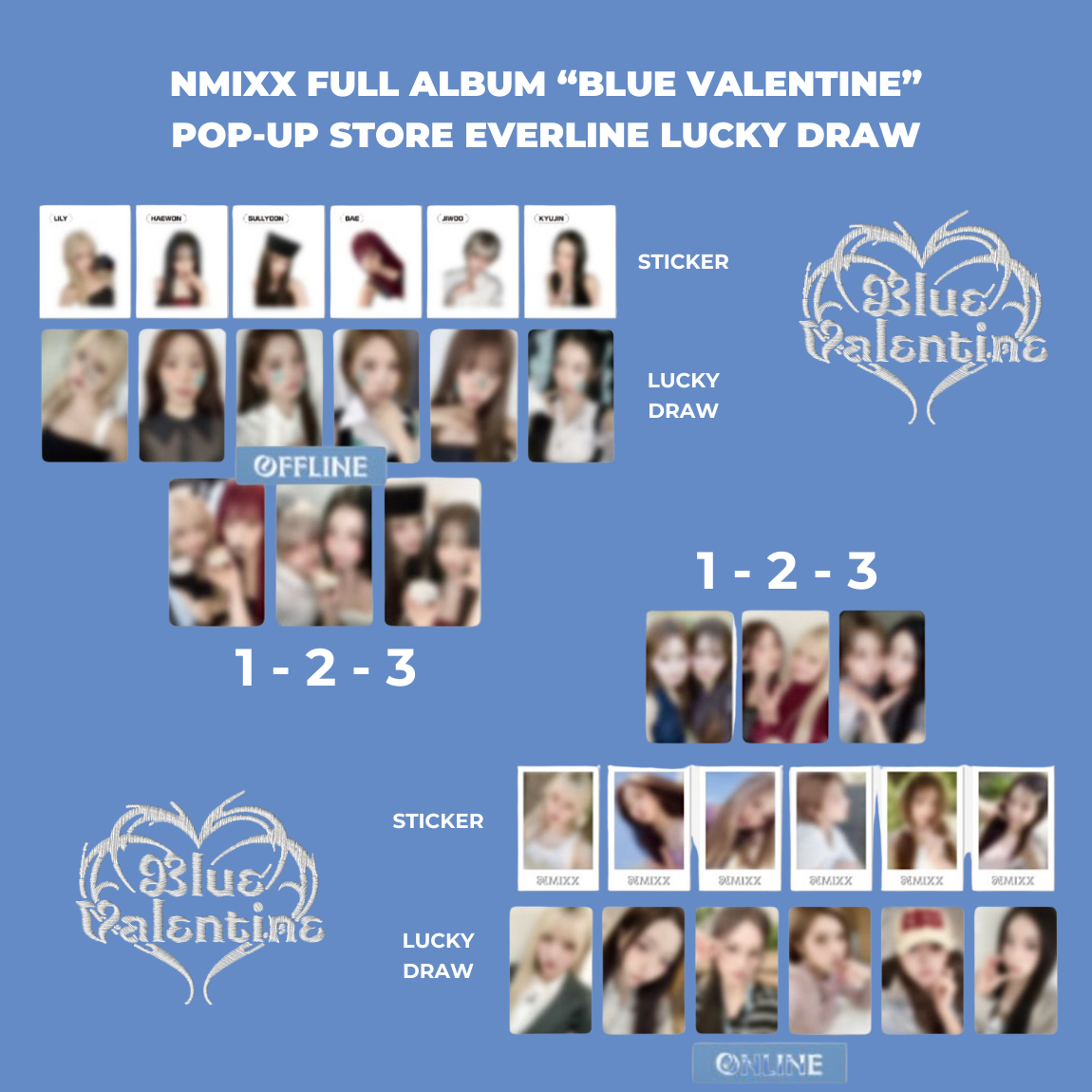 NMIXX ベイ 1st everline 限定特典 トレカ NMIXX PHOTOCARD BLUE VALENTINE EVERLINE POP-UP STORE LUCKY DRAW