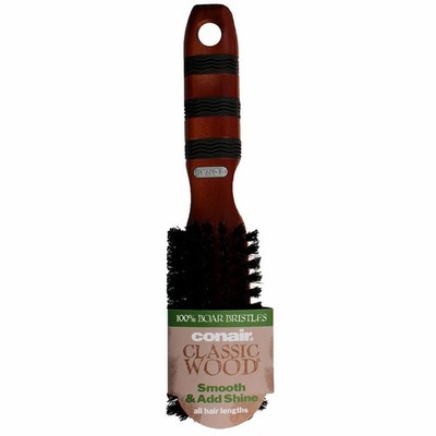 Conair Classic Wood All Purpose Hair Brush With Boar Bristles For All Hair Types