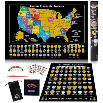 Black/Gold Scratch Map Bundle 24x17 & 12x16