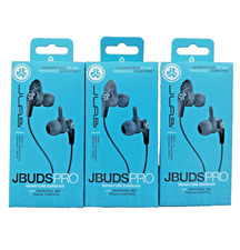 LOT of 3 JLab JBuds Pro Signature Earbuds w/ Cush Fins Black Wired Built In Mic