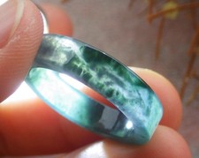 Video Certified Green Natural A JADE Jadeite Rectangle RING USA. 8.5    725161