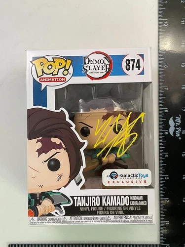 Funko Pop! Demon Slayer: Tanjiro Kamado #874 Signed Zach Aguilar Beckett COA H5