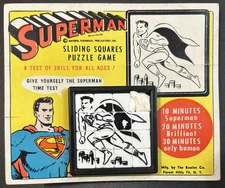 1960's Roalex / DC SUPERMAN SLIDE PUZZLE Mint On Original Display Card