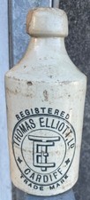 60657 Old Vintage Antique Printed Ginger Beer Bottle Welsh Cardiff Elliot