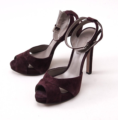 Kiton Napoli Plum Calf Suede Platform Pumps Heels US 9 (Eu 40) Shoes NIB
