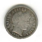 1901 Dime Barber Dime Full Liberty Head 90% Silver