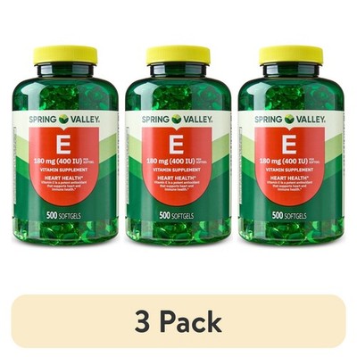 Spring Valley Vitamin E 180mg 400 IU 3 Pack 1500 Softgels Free Shipping