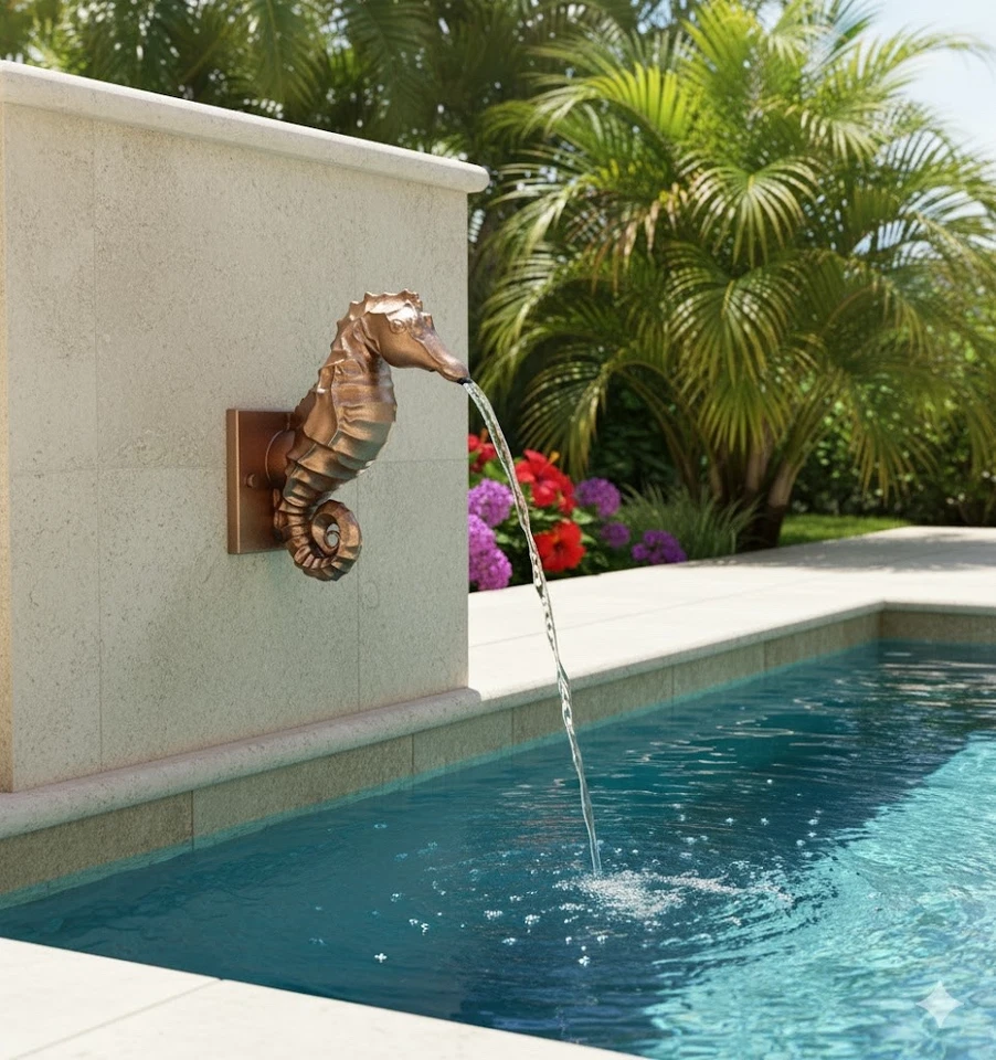 Seepferdchen Überlauf - Luxus transparenter Abstieg Scupper Wasserspiel