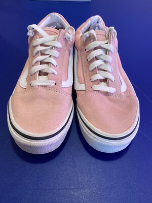 Vans Old Skool Classic Pink White Suede Youth Sz Classic Skate Pre Own  Cute