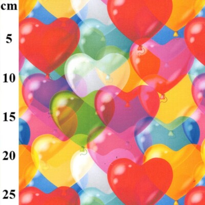 100% Baumwolle Digital Stoff Rose & Hubble Regenbogen Herz Valentinstag 150cm breit