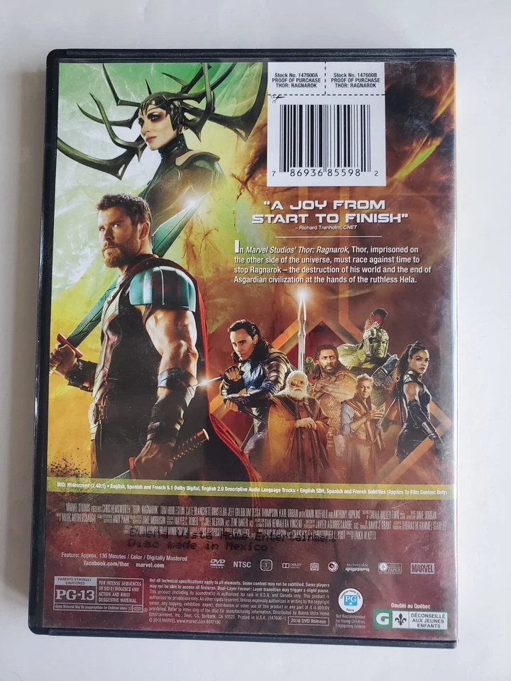Thor Ragnarok DVD Marvel Studios 2018 - Image 2 of 4