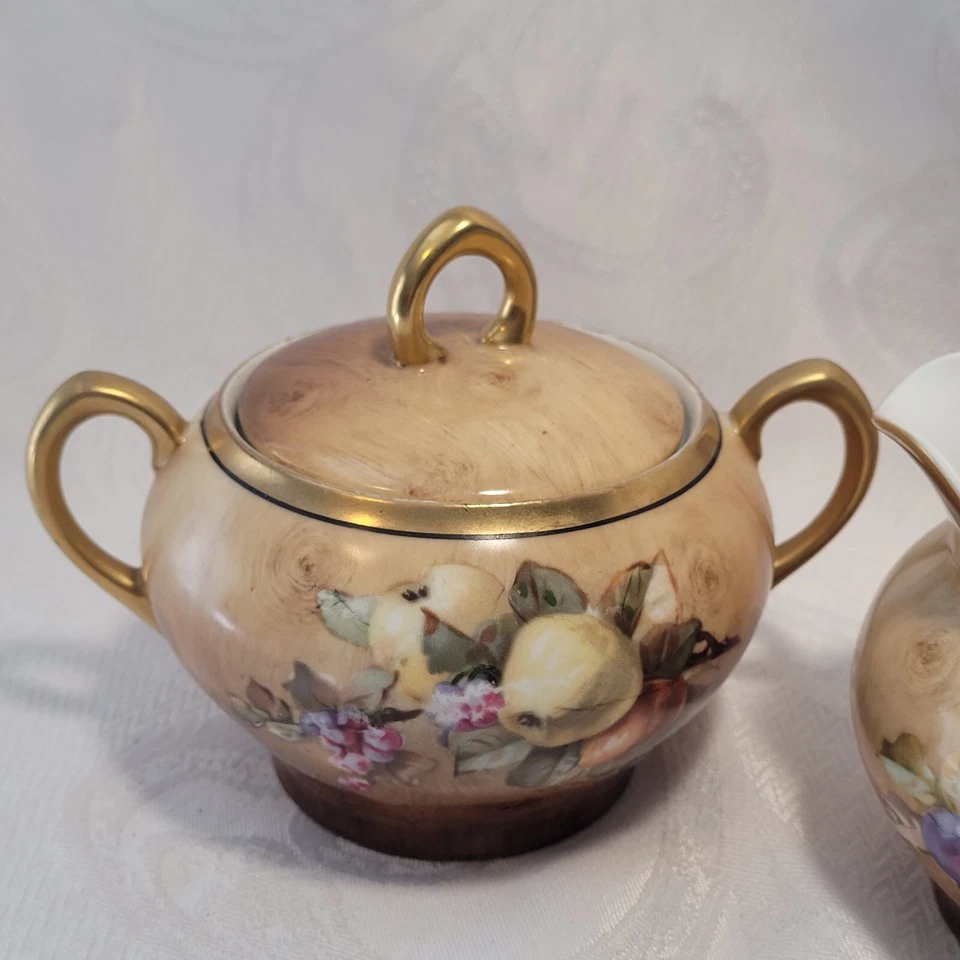 Juego de leche de azúcar y crema Royal Munich vintage patrón de grano de madera de Baviera Foto 2 de 4