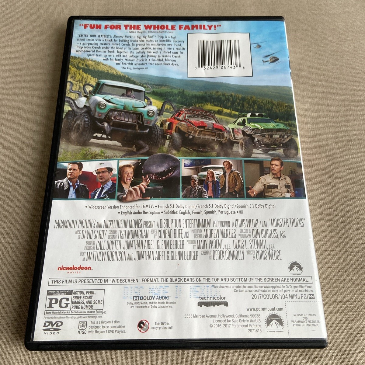 Monster Trucks (DVD 2016) Cult Family Sci-Fi Comedy Chris