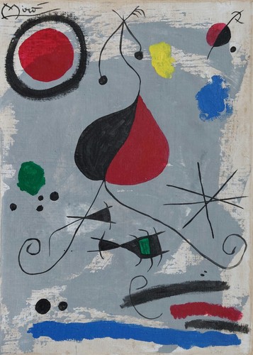 Joan Miró Signed Surrealist Abstract Oil Painting on Canvas - Spanish Art