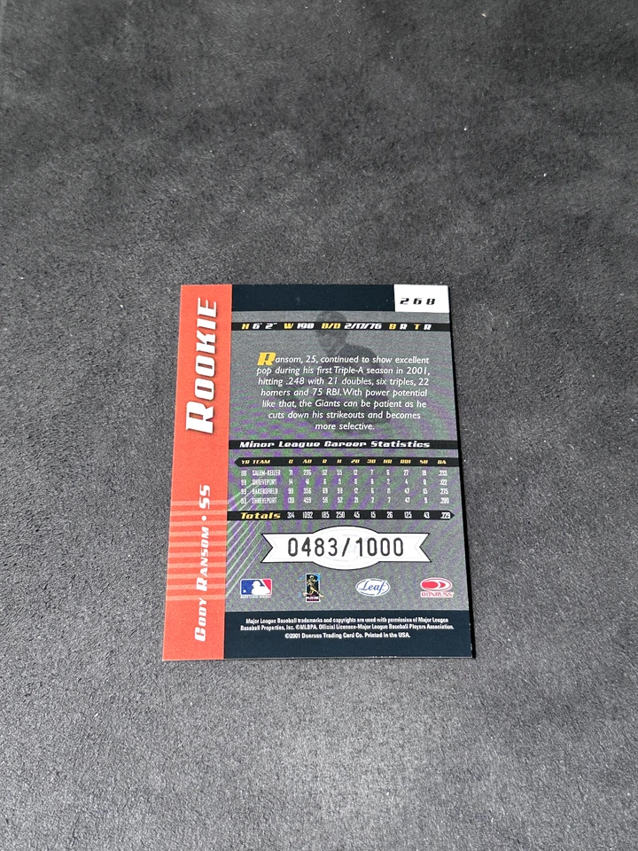 Cody Ransom 2001 Leaf Limited RC 0483/1000 - Image 2 of 2