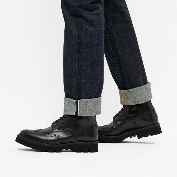 Grenson England Brogue Biker Leather Boots Nice Fancy Casual Genuine Leather Grenson England Derby  main image 2