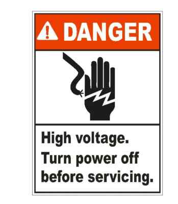 Danger High Voltage Sticker D1553 Electrical Safety Sign (6,3 x 4,3 cm)