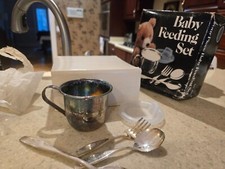 Vintage Silver Plated 4 Piece Baby Feeding Set Leonard Silver Mfg. 435