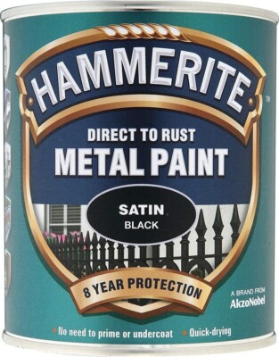 Hammerite Satin Direct To Rust Metallfarbe schnelltrocknend schwarz - 2,5L