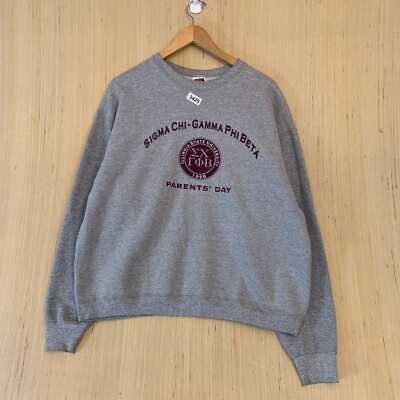 Vintage Sigma Chi-Gamma Phi Beta Sweater Extra Large Grey Long Sleeve Men's 90