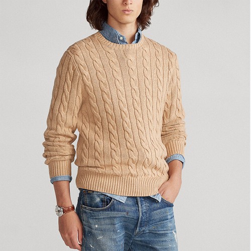 Men's Sweater Long Sleeve Crew Neck Knitwear Striped Slim-Fit Pullover Tops
