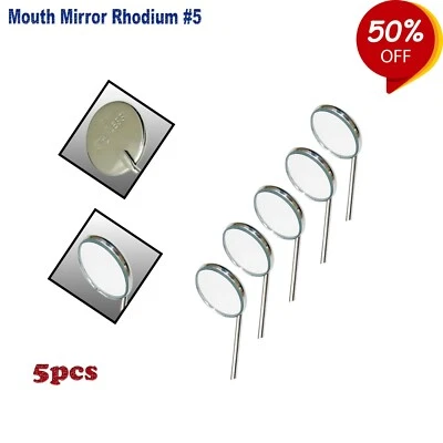 TK PLUS DIAGNOSTIC INSTRUMENTS MOUTH MIRROR RHODIUM N.5, DENTAL DENTIST MIRRORS 5 PCS