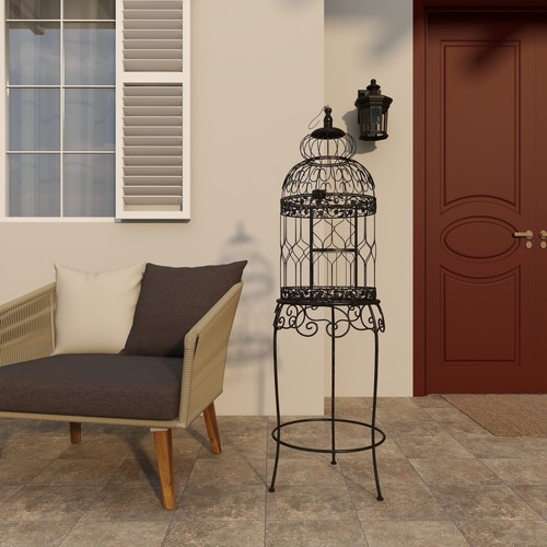 Indoor Outdoor on Removable Stand Metal Birdcage, Latch Lock Closure & Top Hook - Picture 12 of 14