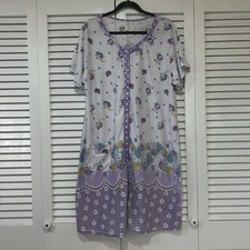 Lati Fashion Floral Nightgown Blue Purple Stripe Lightweight Sleepwear