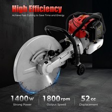 Gas Concrete Cut off Saw 2 Stroke 52 CC Cement Masonry Wet Dry Saw Cutter+Blade