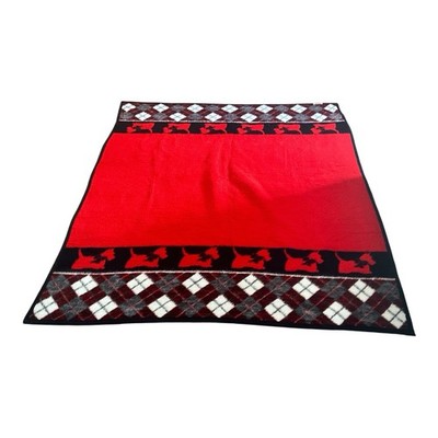 Biederlack Reversible Scottish Terrier Dog Blanket Throw 58 Inch x 70 Inch USA