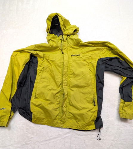 Marmot, Marmot Rain Jacket Mens Large L Green Charcoal PreCip Hooded Vintage Tags