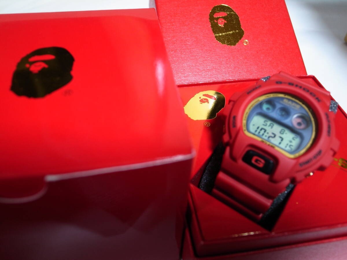 A BATHING APE G-Shock Collabo DW6900 Red Wristwatch CASIO Limited 