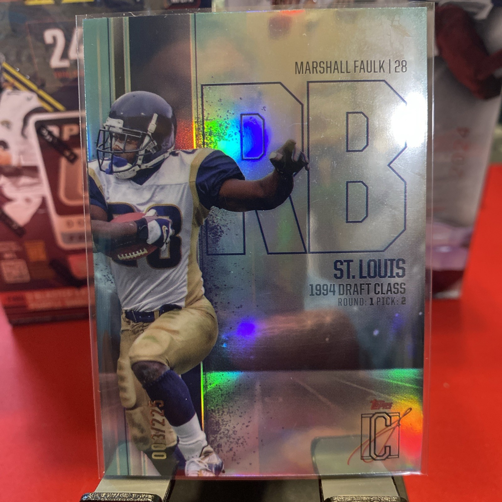 2024 Topps Signature Class Marshall Faulk BCV-27 Teal Chrome  #003/225 StL Rams