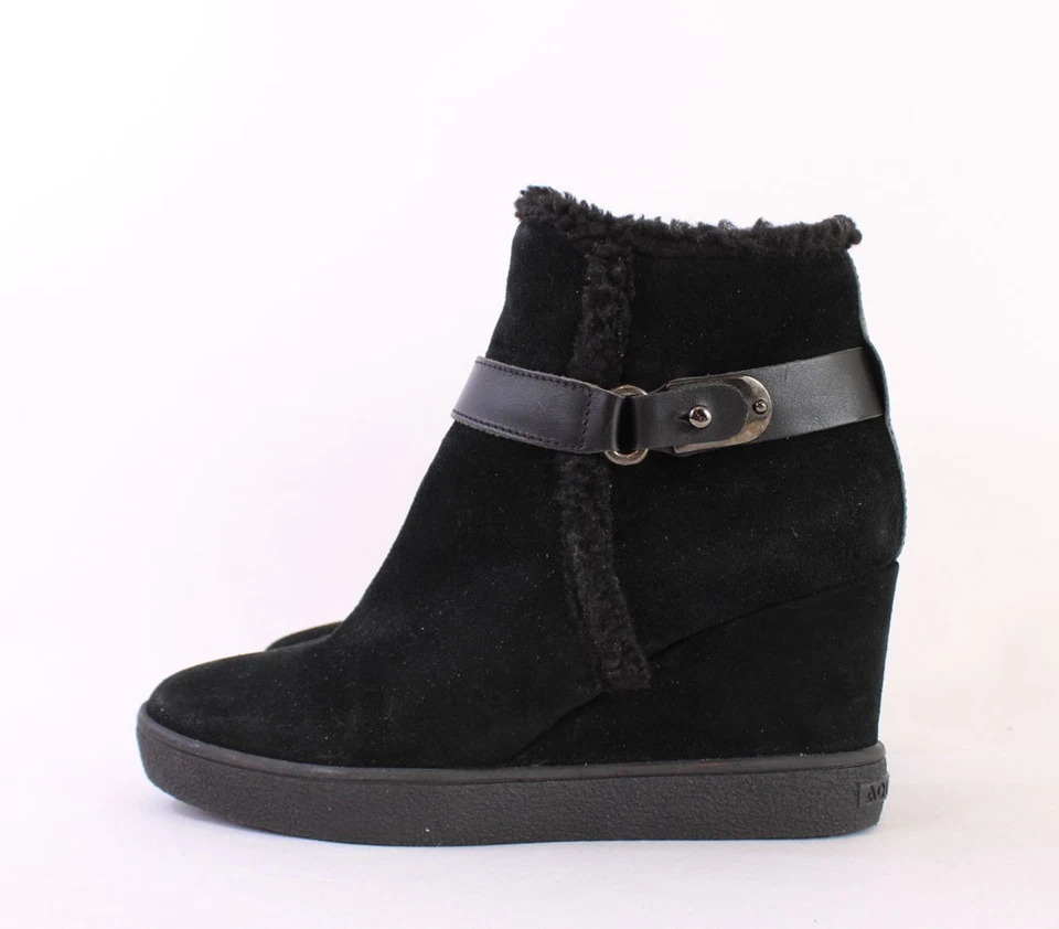 Aquatalia Negro Gamuza Polar Esfinge Tobillo Cuña Botín Bota Zapato 7 1/2 Foto 3 de 4