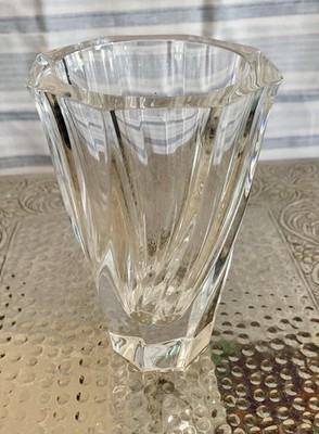 Orrefors Heavy Crystal Waterfall Swirl Vase 6in - Vintage. Made In Sweden