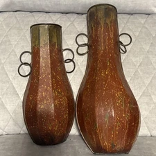 Metal Wall Pocket/Vase Pair Tuscan Atq. Bronze/Brown~ Distressed Look