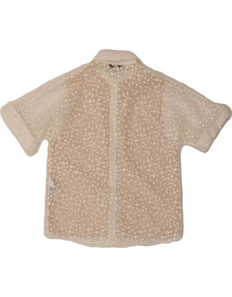 Camisa de encaje transparente PAUL & JOE para mujer talla 0 XS blanca floral poliéster DM11 Foto 2 de 3
