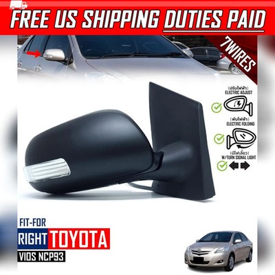 RH Side Wing Mirror Electric 7 Wires Black For Toyota Vios Sedan NCP93 2007-2012