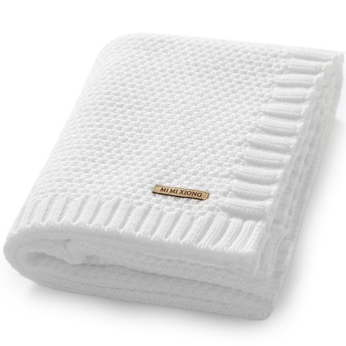 Baby Blanket Knit Swaddle Blanket Soft Warm Crochet Neutral Receiving Unisex ...