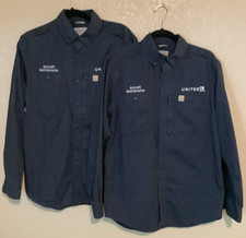 Lot 2 Carhartt United Airlines Aircraft Maintenance Shirt M Navy LS Work