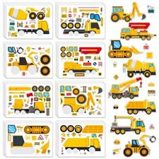 Ozepao 24 Sheets Construction Truck Stickers for Kids, Make Your Own Colorful